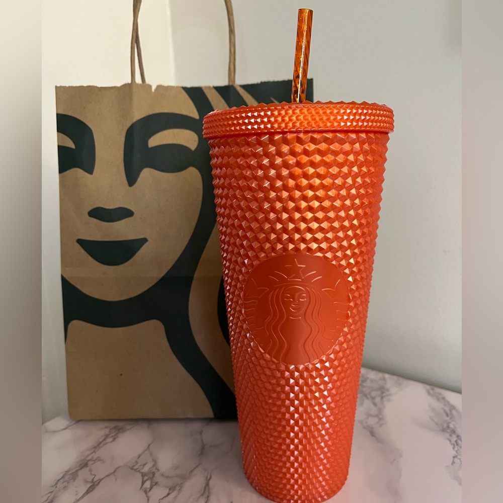 🧡🧡 Starbucks Orange Studded Cold Cup Tumbler Venti 24OZ **NWT**